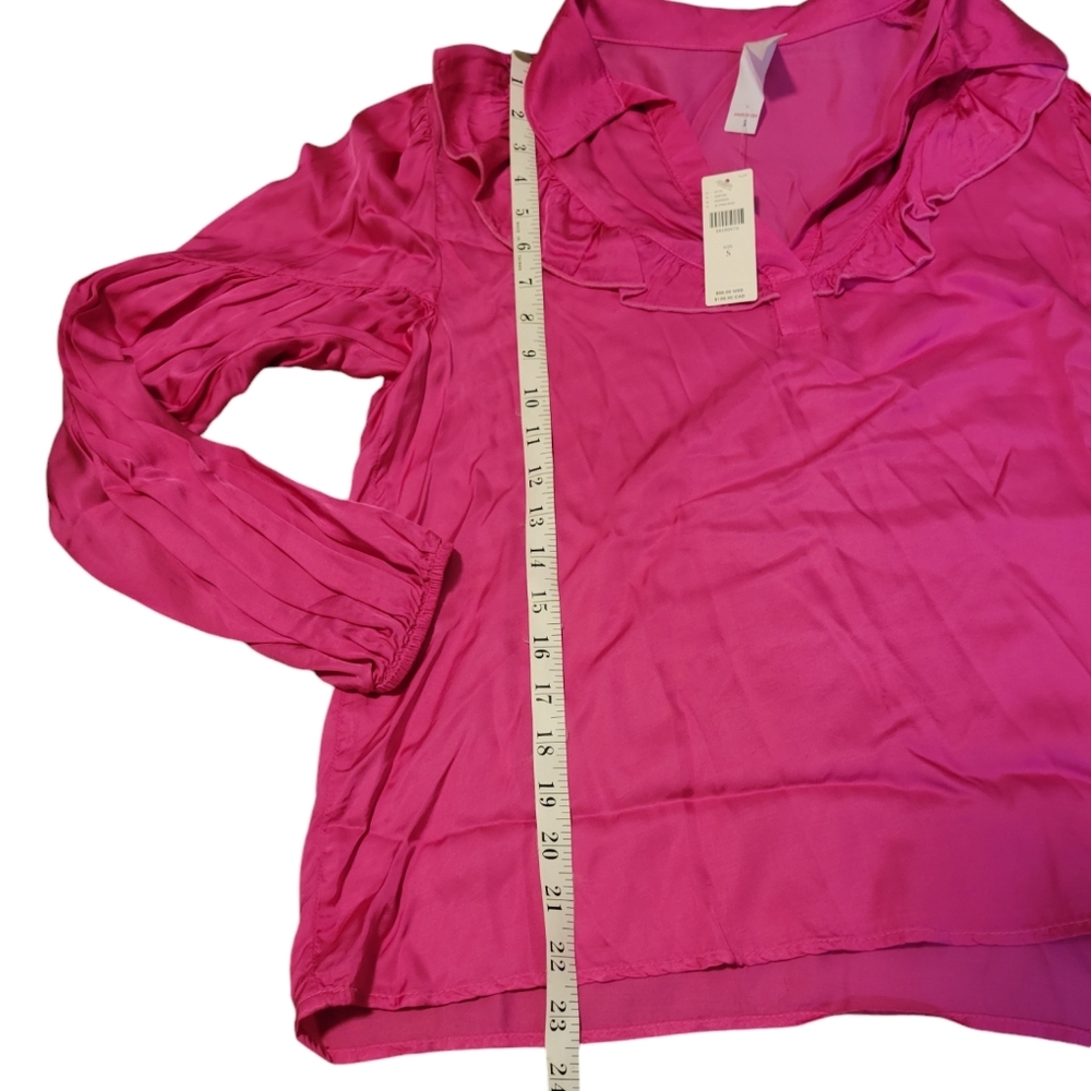 NWT Amadi by Anthropologie The Lara Pink Ruffle Blouse Top Women's Size Small - Picture 7 of 11